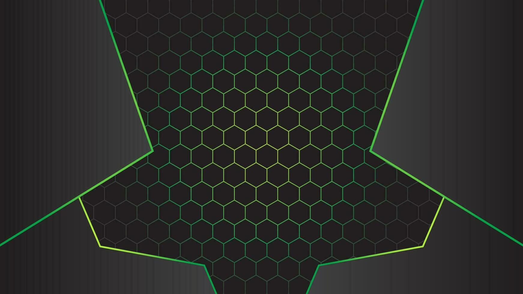 abstract background with hexagon pattern with black and green color vector