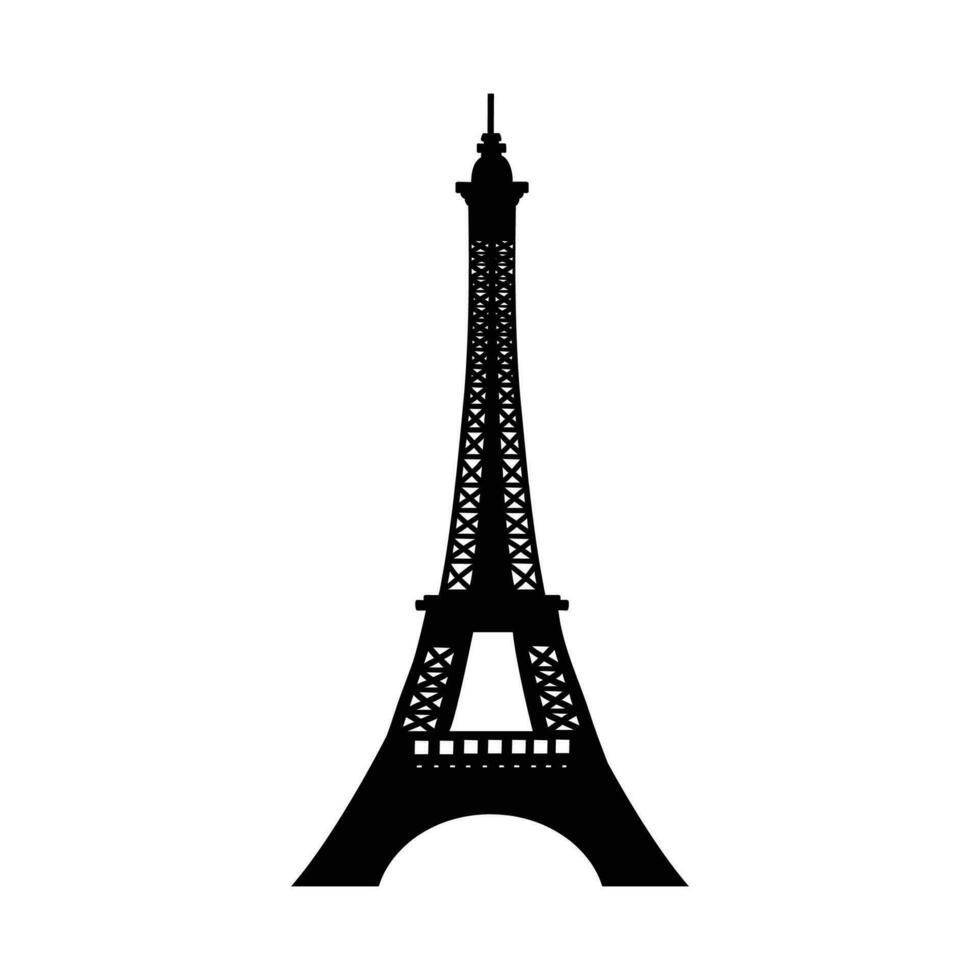 Vector eiffel tower black silhouette