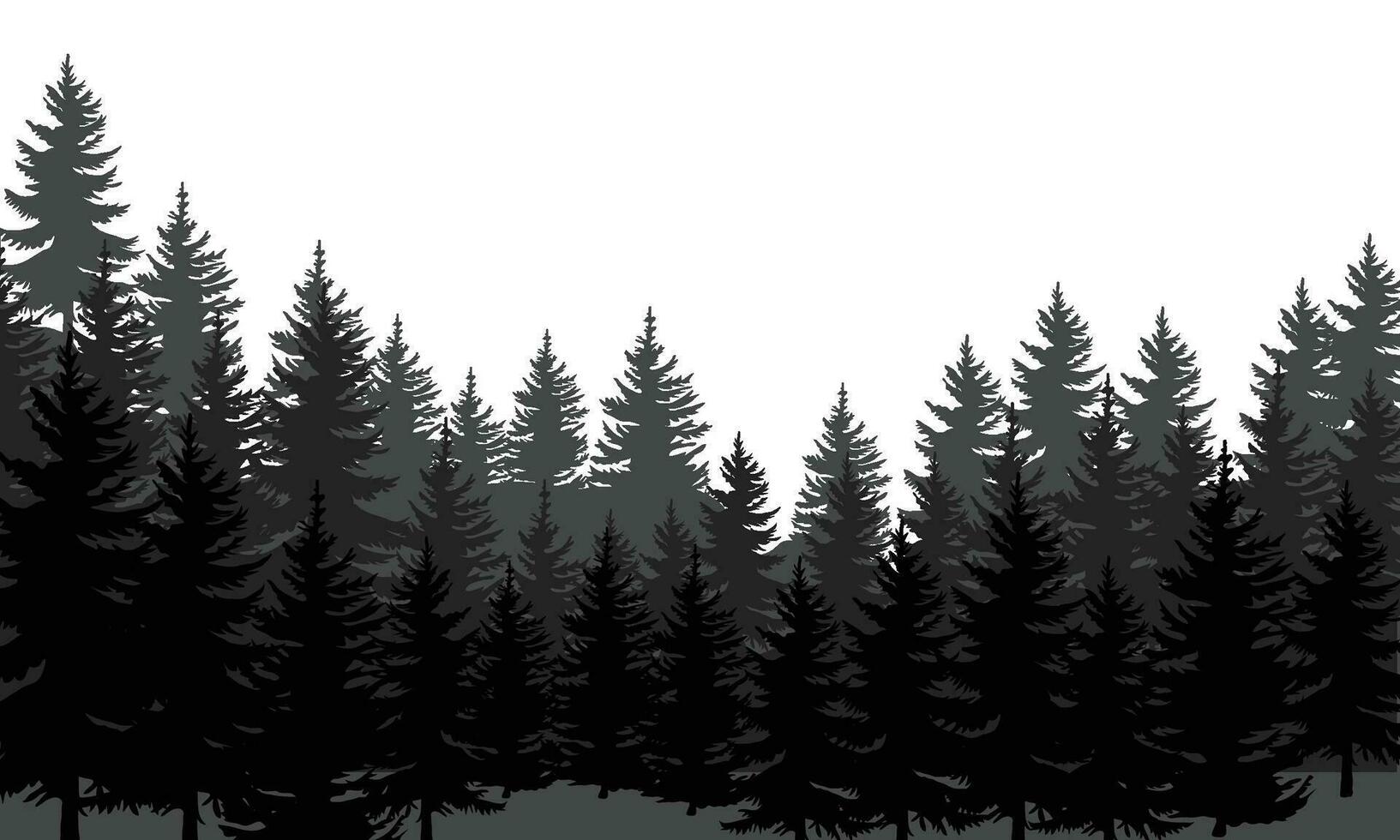Vector pine trees silhouettes evergreen coniferous forest silhouette nature spruce tree park view vector