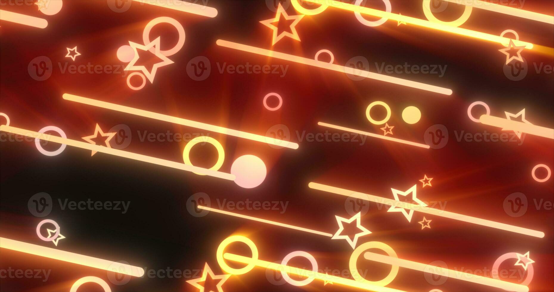 Yellow orange glowing geometric abstract background pattern of flying lines and circles photo