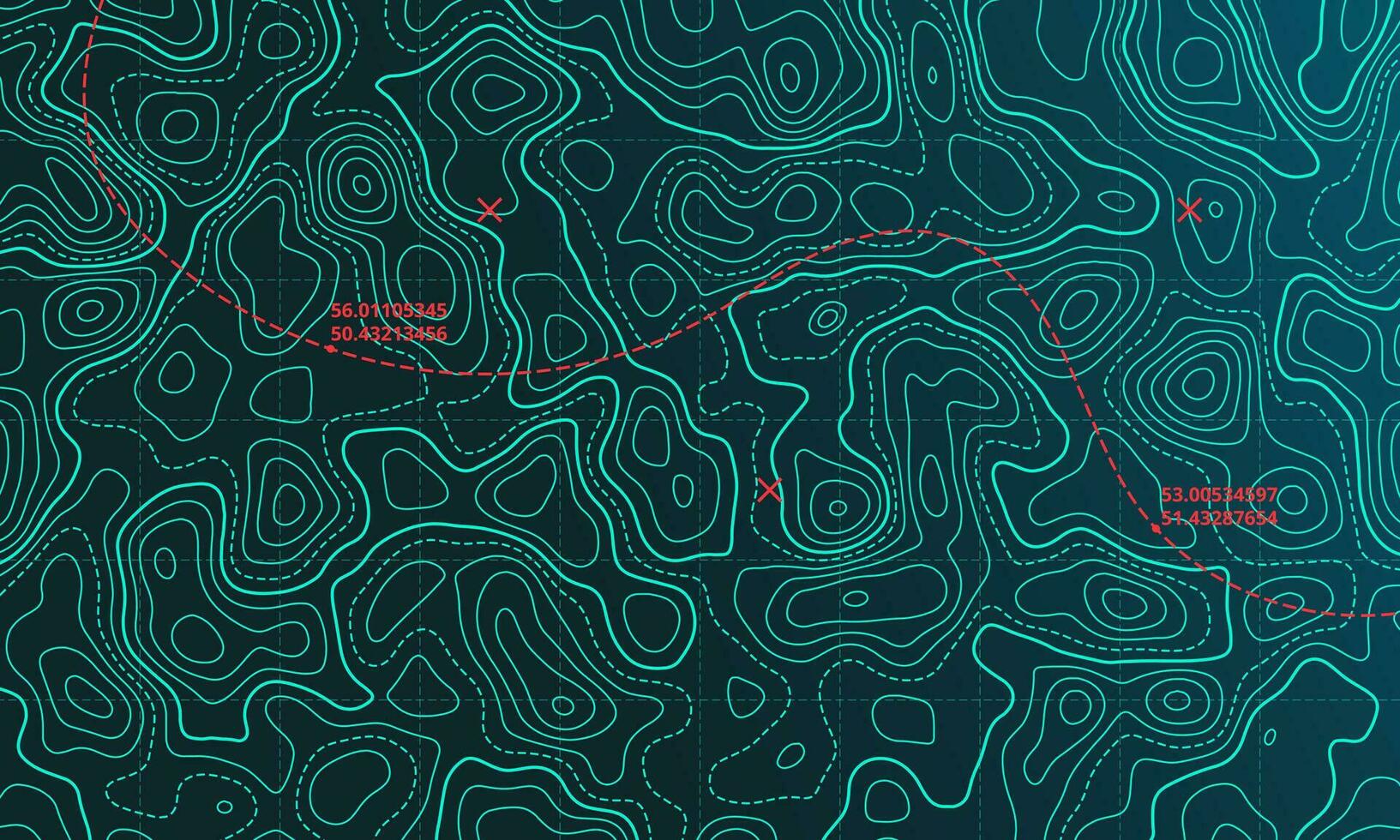 Ocean topographic line map with curvy wave isolines vector illustration.