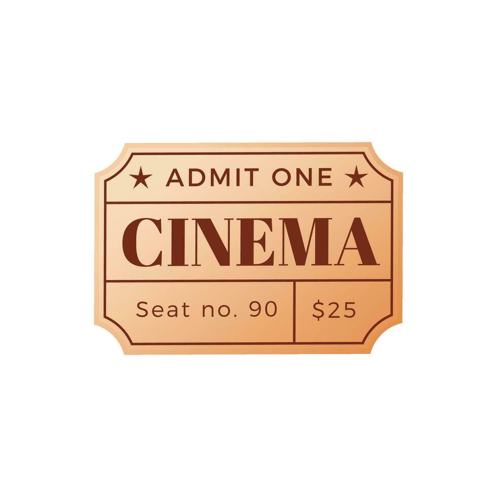 Vector vintage cinema ticket on white background