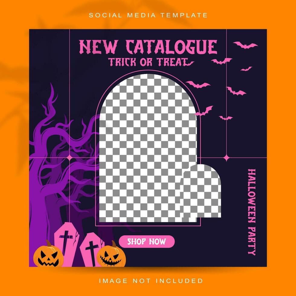 Halloween Concept Social Media Stories Feed Post Template vector