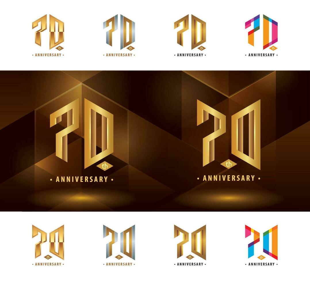 Set of 70th Anniversary logotype design, Seventy years Celebrate Anniversary Logo vector
