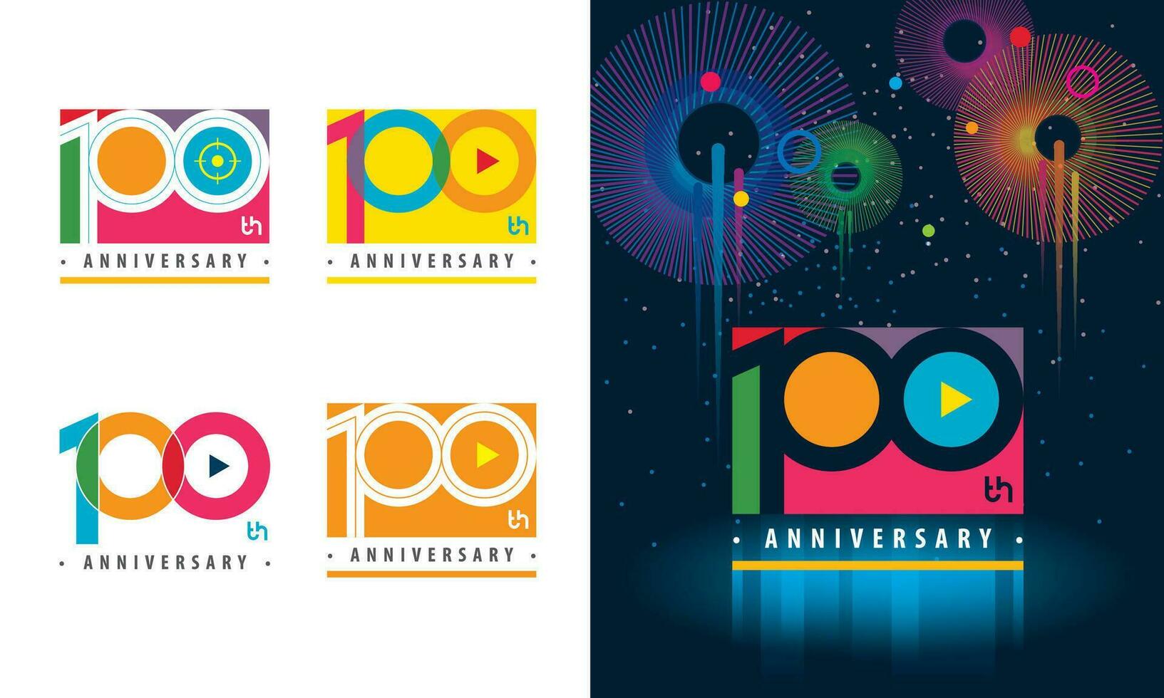 Set of 100th Anniversary logotype design, Hundred years Celebrating Anniversary vector