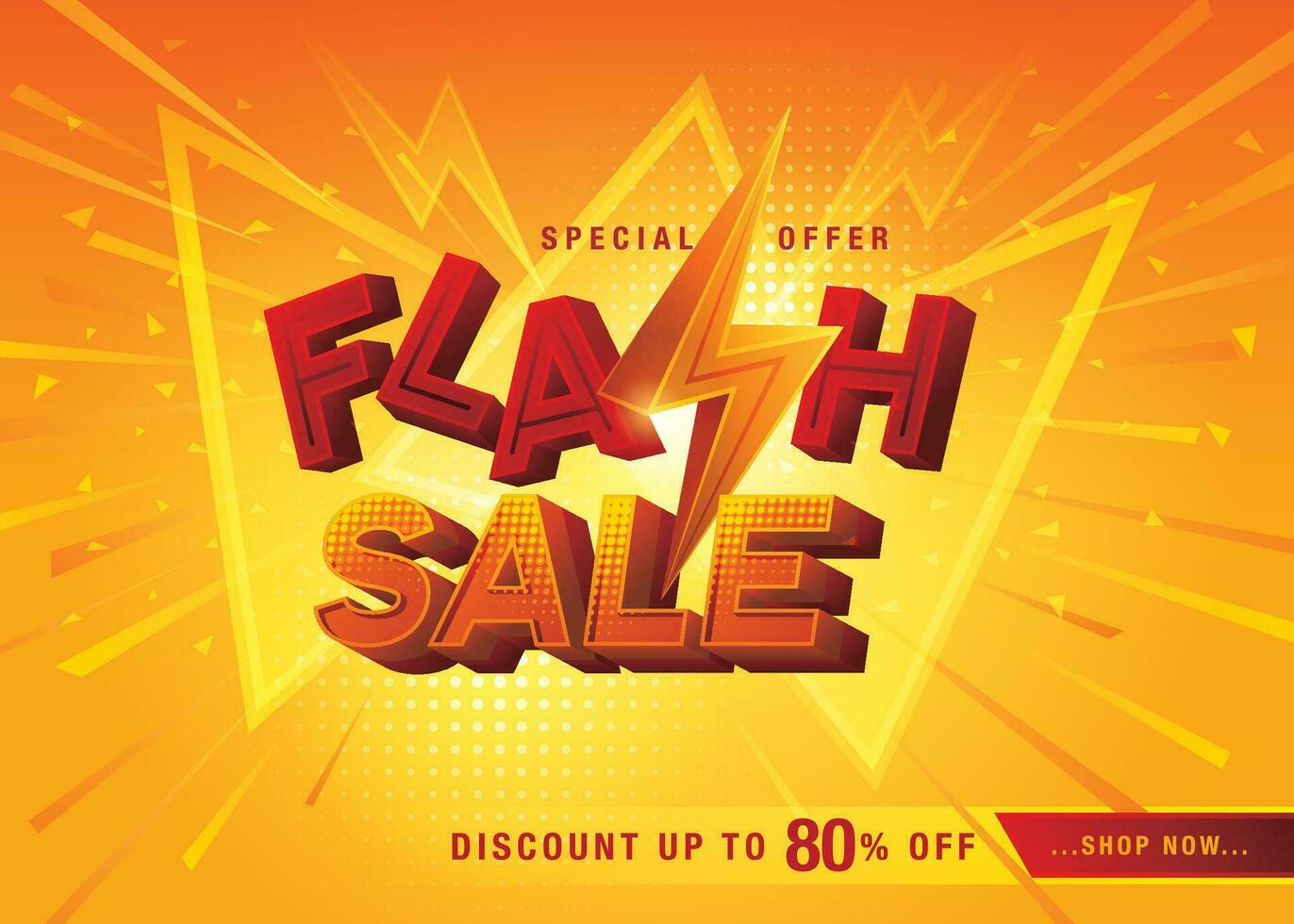 Flash Sale Banner Template design special offer discount 80, Shopping banner vector