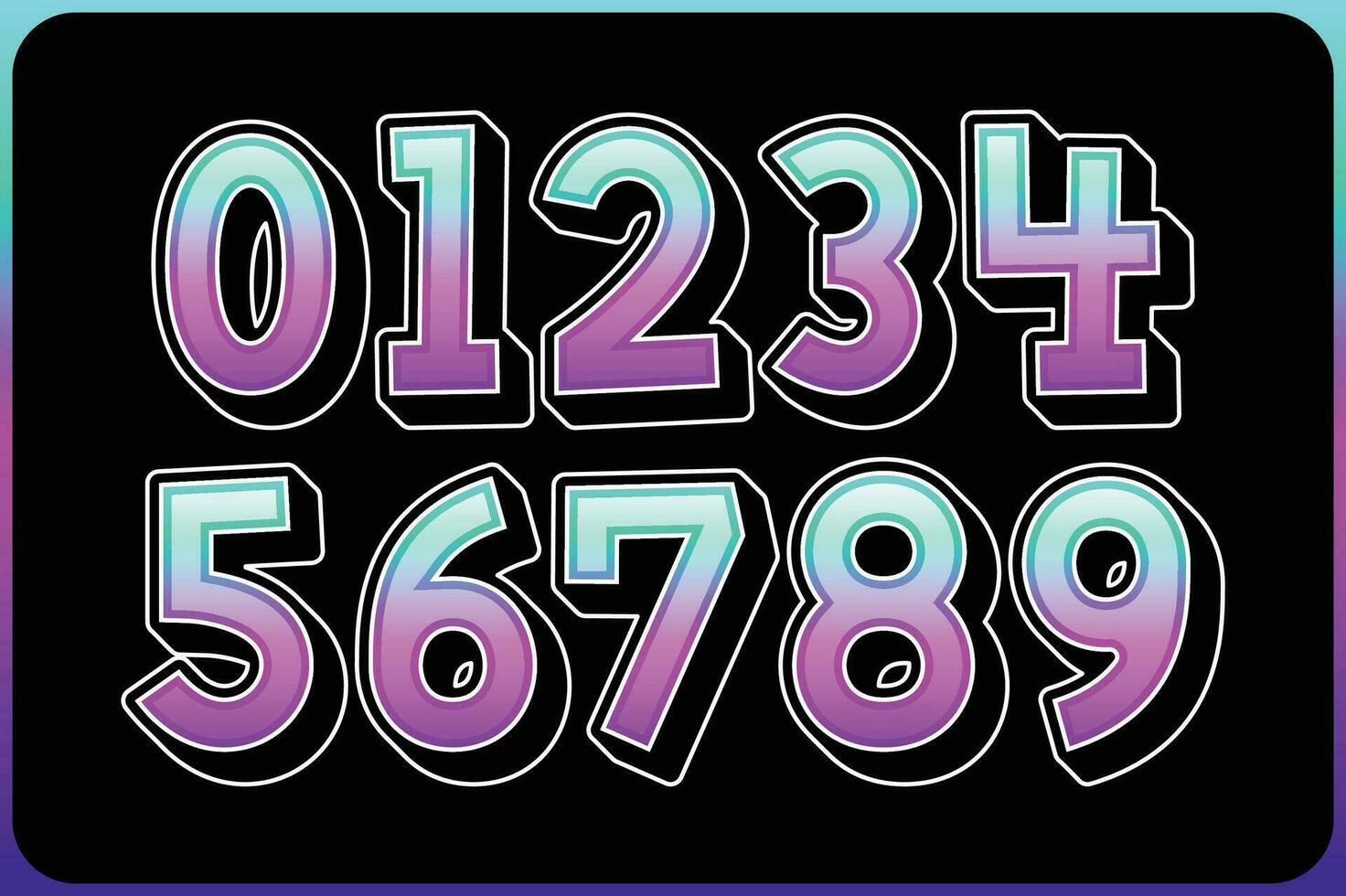 Versatile Collection of Futurism Numbers for Various Uses vector