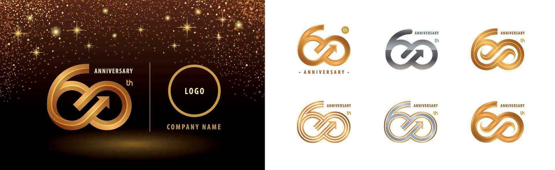 Set of 60th Anniversary logotype design, Sixty years anniversary celebration vector