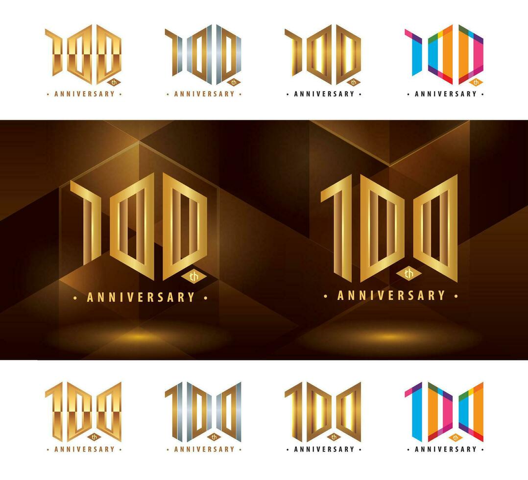 Set of 100th Anniversary logotype design, Hundred years Celebrate Anniversary Logo vector