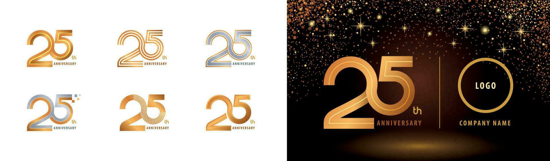 conjunto de 25 aniversario logotipo diseño, veinte cinco años celebrar aniversario logo vector