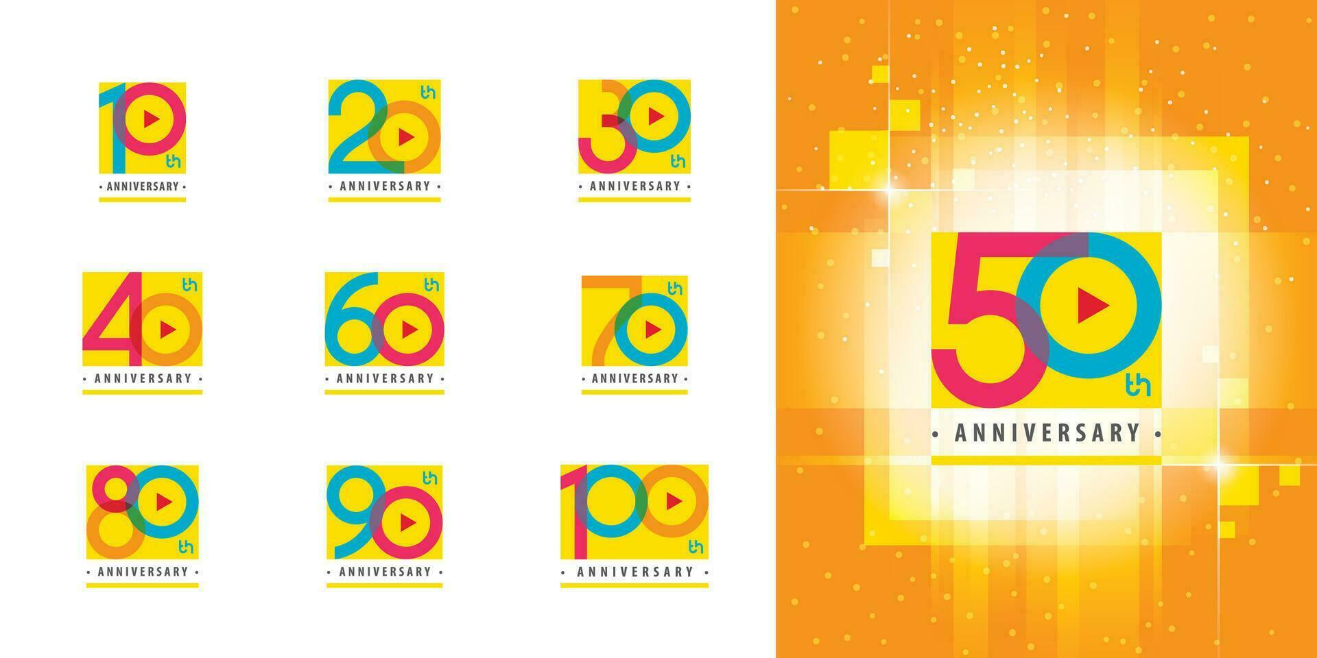 conjunto de aniversario logotipo diseño, celebrando aniversario vistoso logo vector