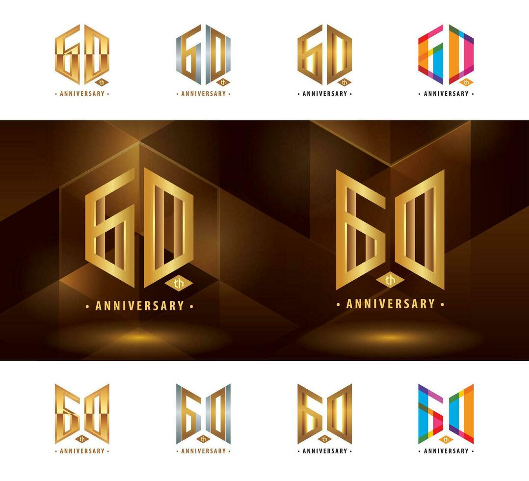 conjunto de 60 aniversario logotipo diseño, sesenta años celebrar aniversario logo vector