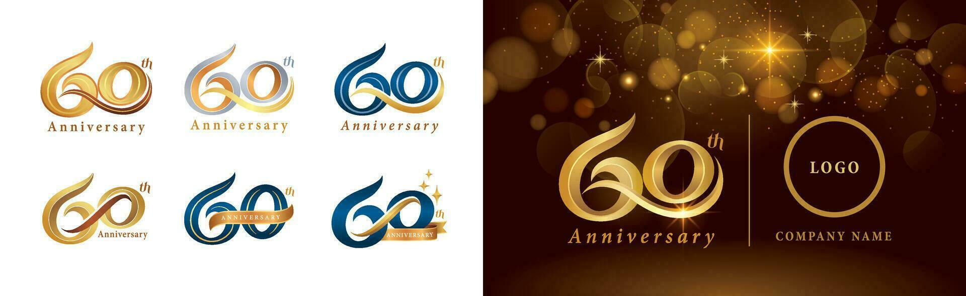 Set of 60th Anniversary logotype design, Sixty years Celebrating Anniversary Logo vector