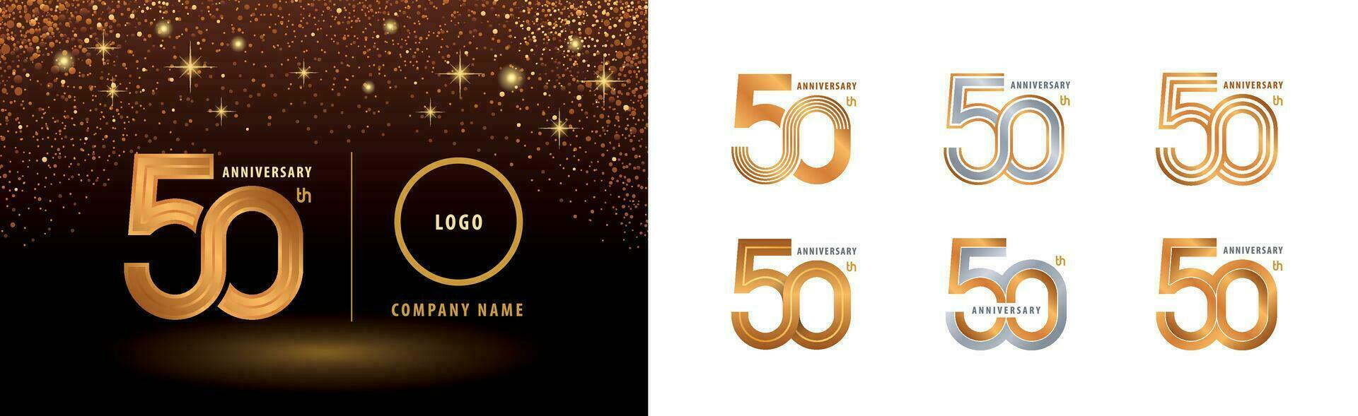 Set of 50th Anniversary logotype design, Fifty years anniversary celebration vector