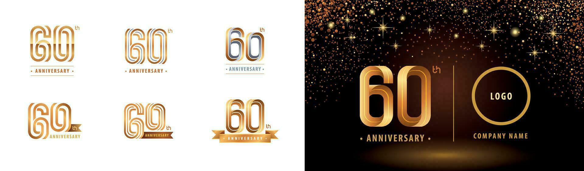 Set of 60th Anniversary logotype design, Sixty years Celebrate Anniversary Logo vector