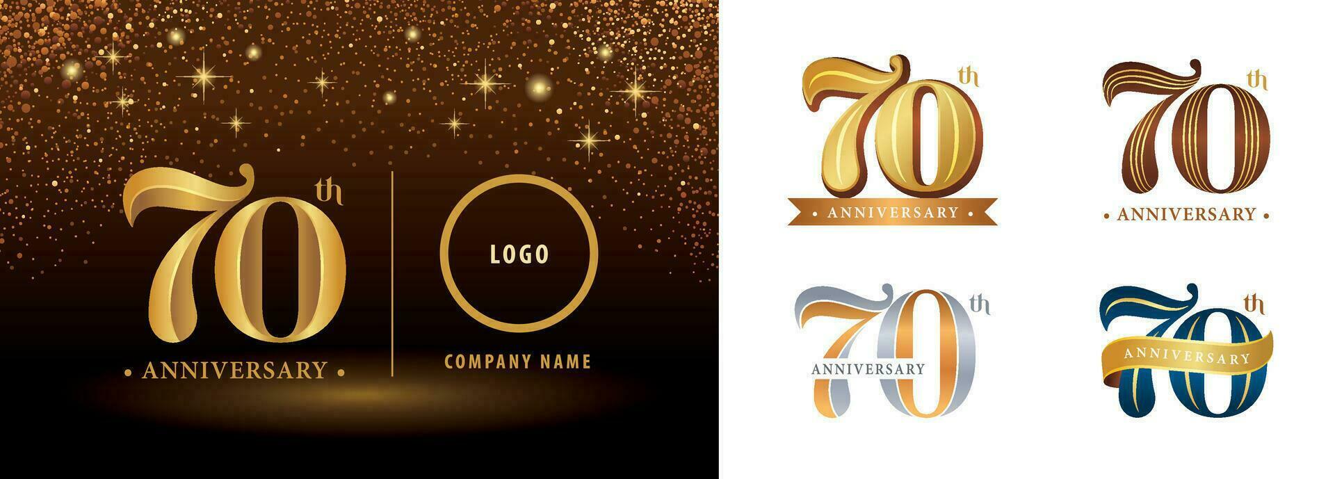 Set of 70th Anniversary logotype design, Seventy years Celebrating Anniversary Logo vector