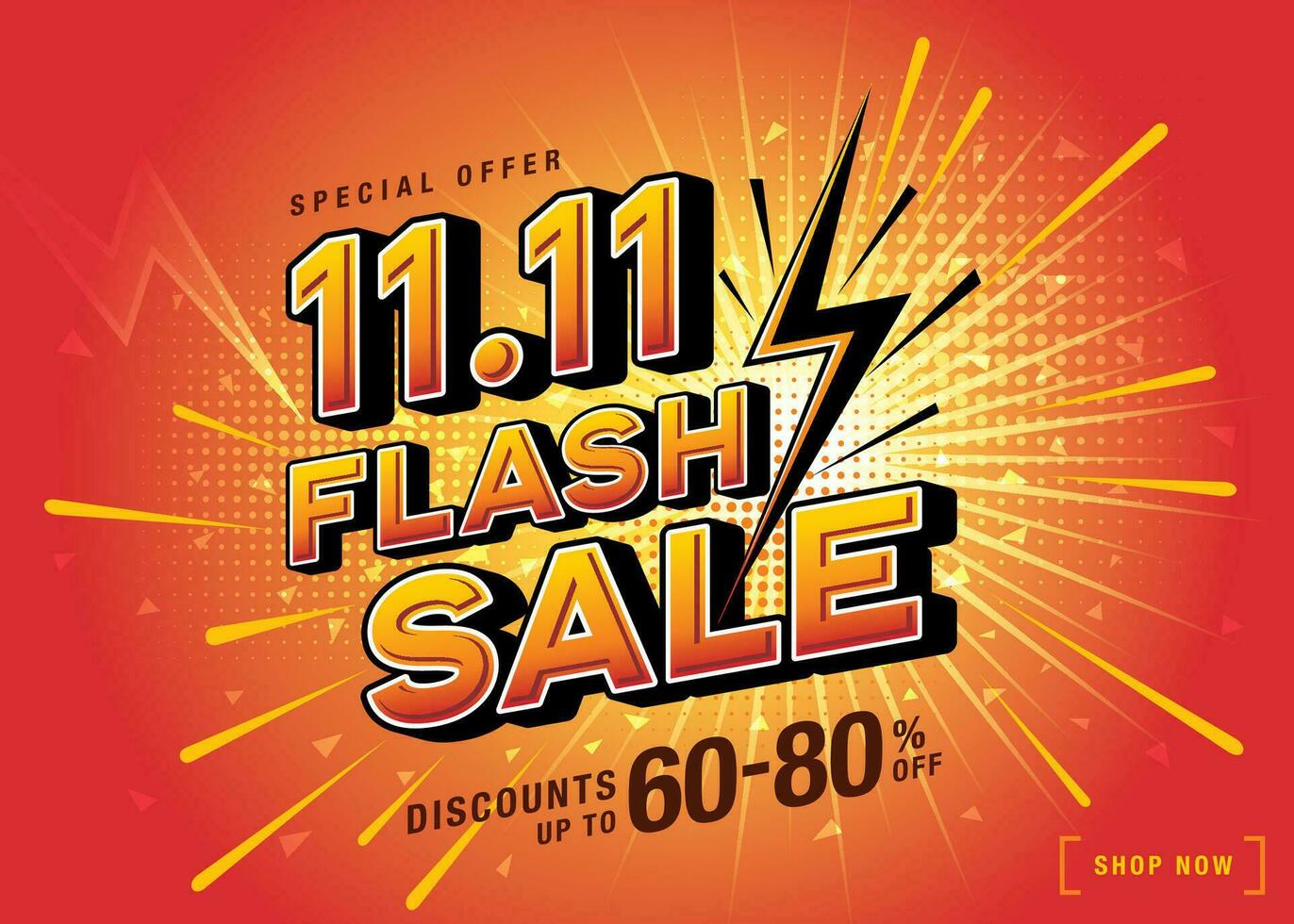 11.11 Shopping Day Flash Sale Banner Template design special offer discount vector