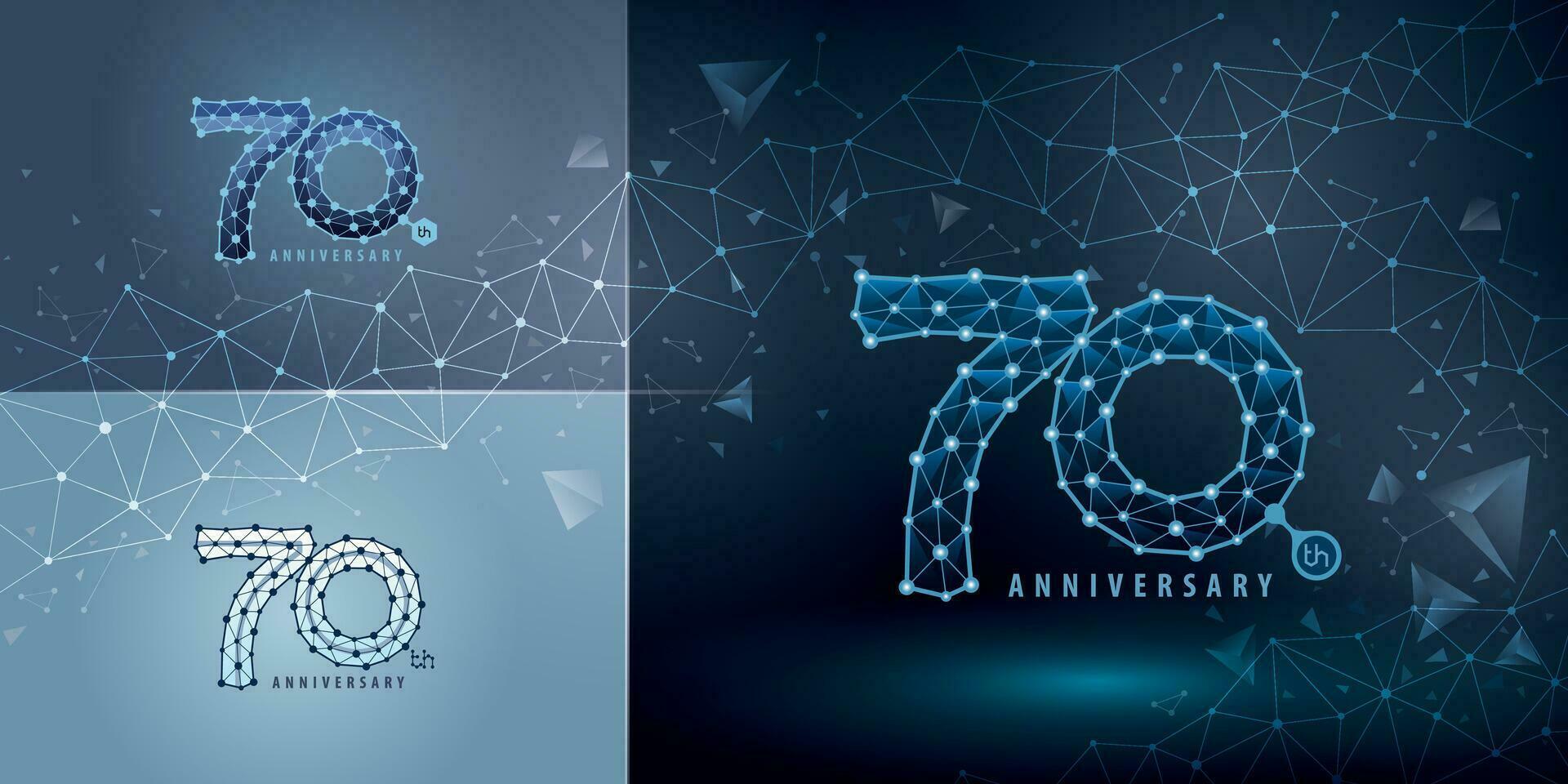 conjunto de 70 aniversario logotipo diseño, setenta años celebrando aniversario logo vector