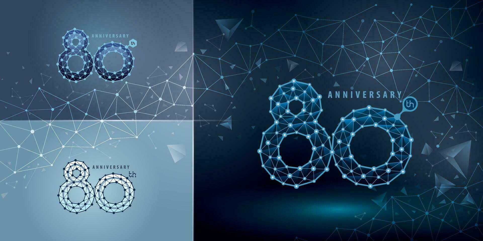 conjunto de 80 aniversario logotipo diseño, ochenta años celebrando aniversario logo vector