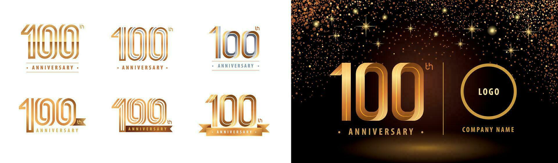 Set of 100th Anniversary logotype design, Hundred years Celebrate Anniversary Logo vector