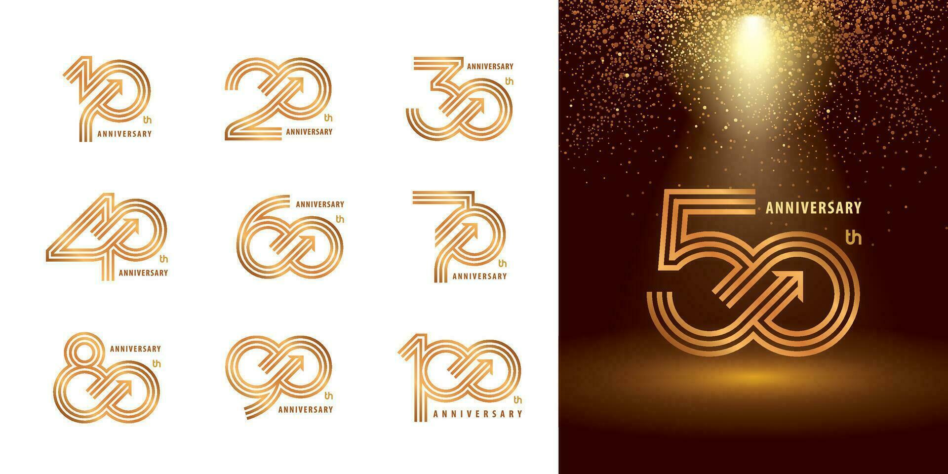 Set of 10 to 100 Anniversary logotype design, Years Celebrate Anniversary Logo vector