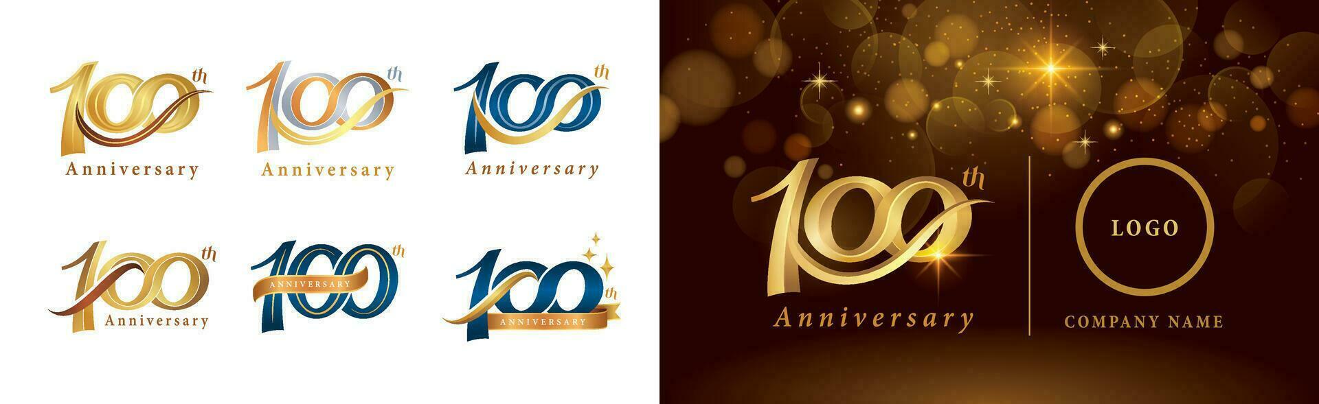 Set of 100th Anniversary logotype design, Hundred years Celebrating Anniversary Logo vector