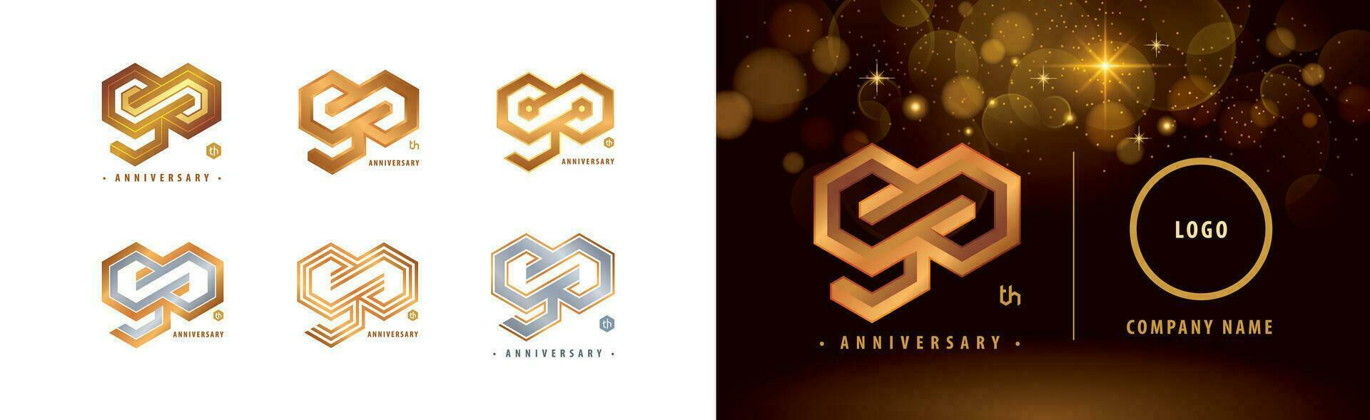 conjunto de 90 aniversario logotipo diseño, noventa años aniversario celebracion vector