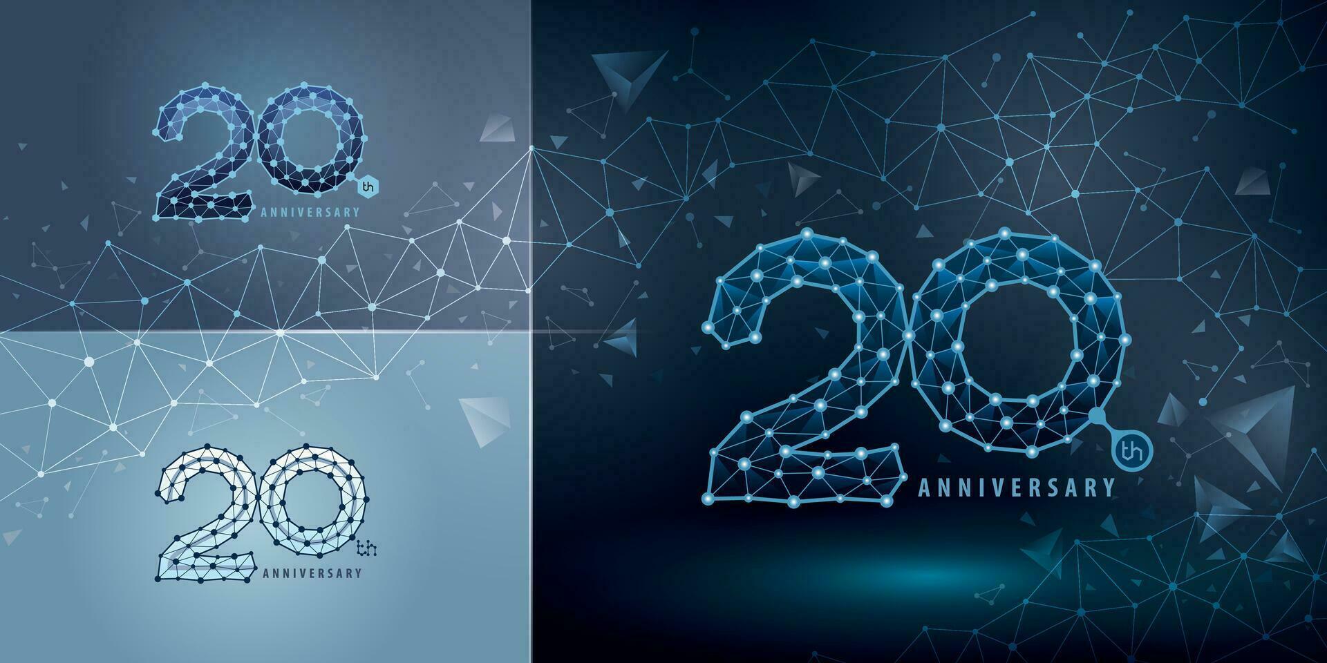 conjunto de Vigésimo aniversario logotipo diseño, veinte años celebrando aniversario logo vector