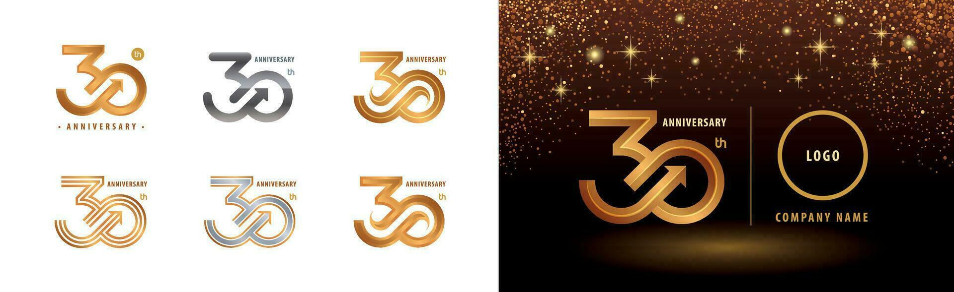 conjunto de 30 aniversario logotipo diseño, treinta años aniversario celebracion vector