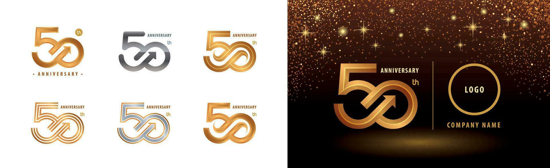 conjunto de 50 aniversario logotipo diseño, cincuenta años aniversario celebracion vector