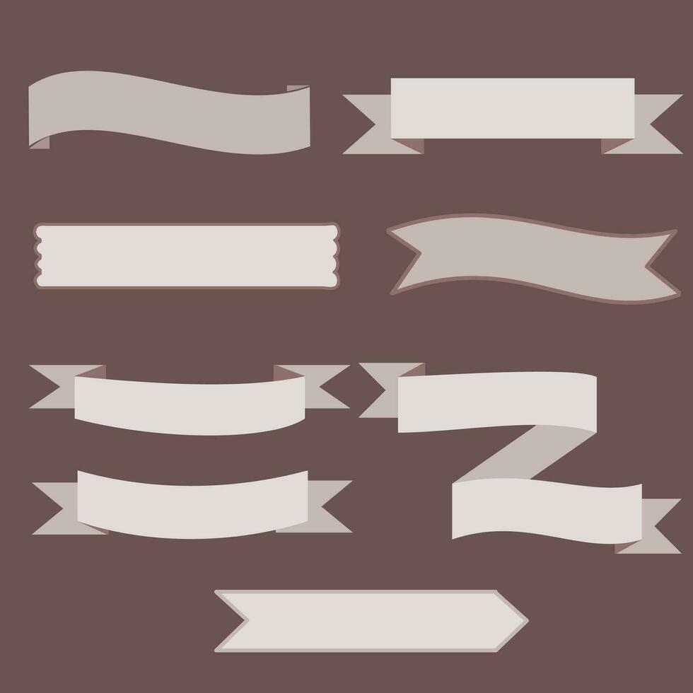 Simple Style Ribbon Banners Collection For Tittle vector