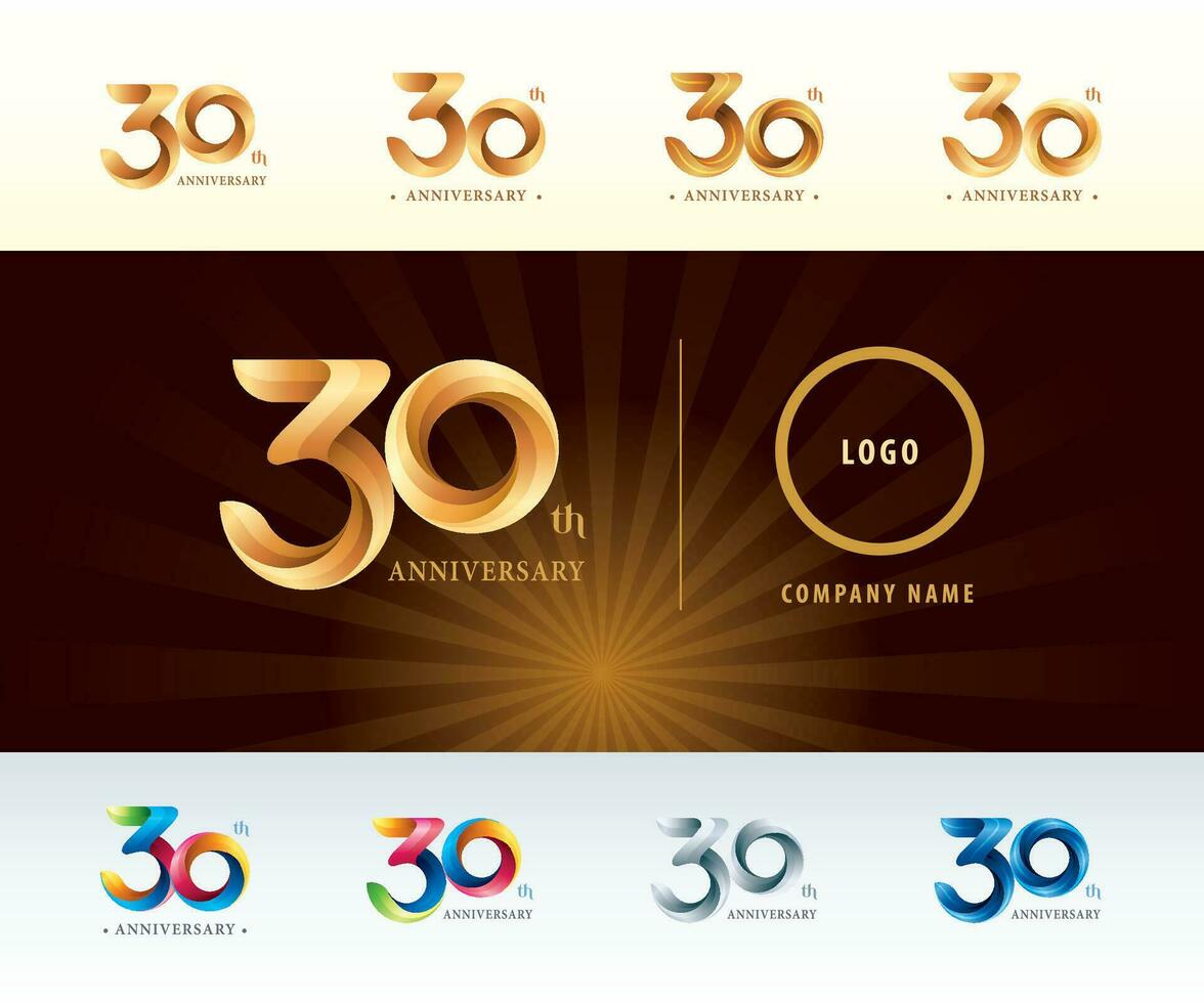 Set of 30th Anniversary logotype design, Thirty years celebration Anniversary Logo vector