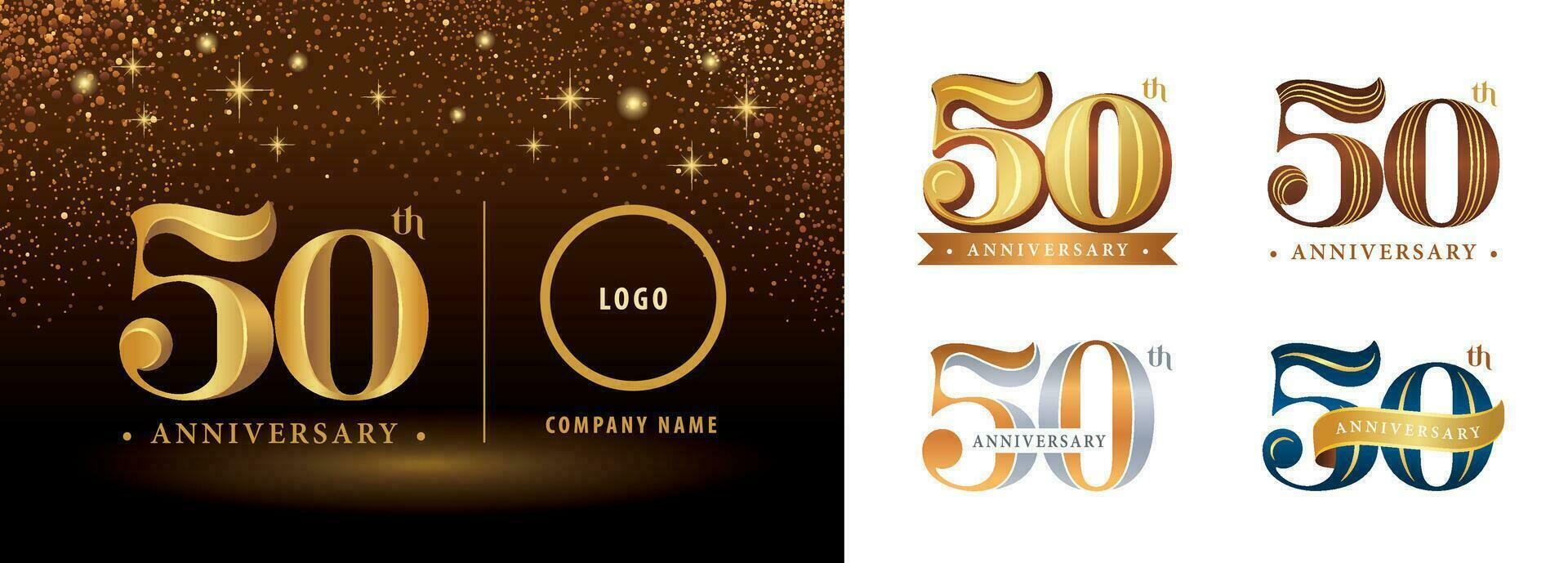 conjunto de 50 aniversario logotipo diseño, cincuenta años celebrando aniversario logo vector