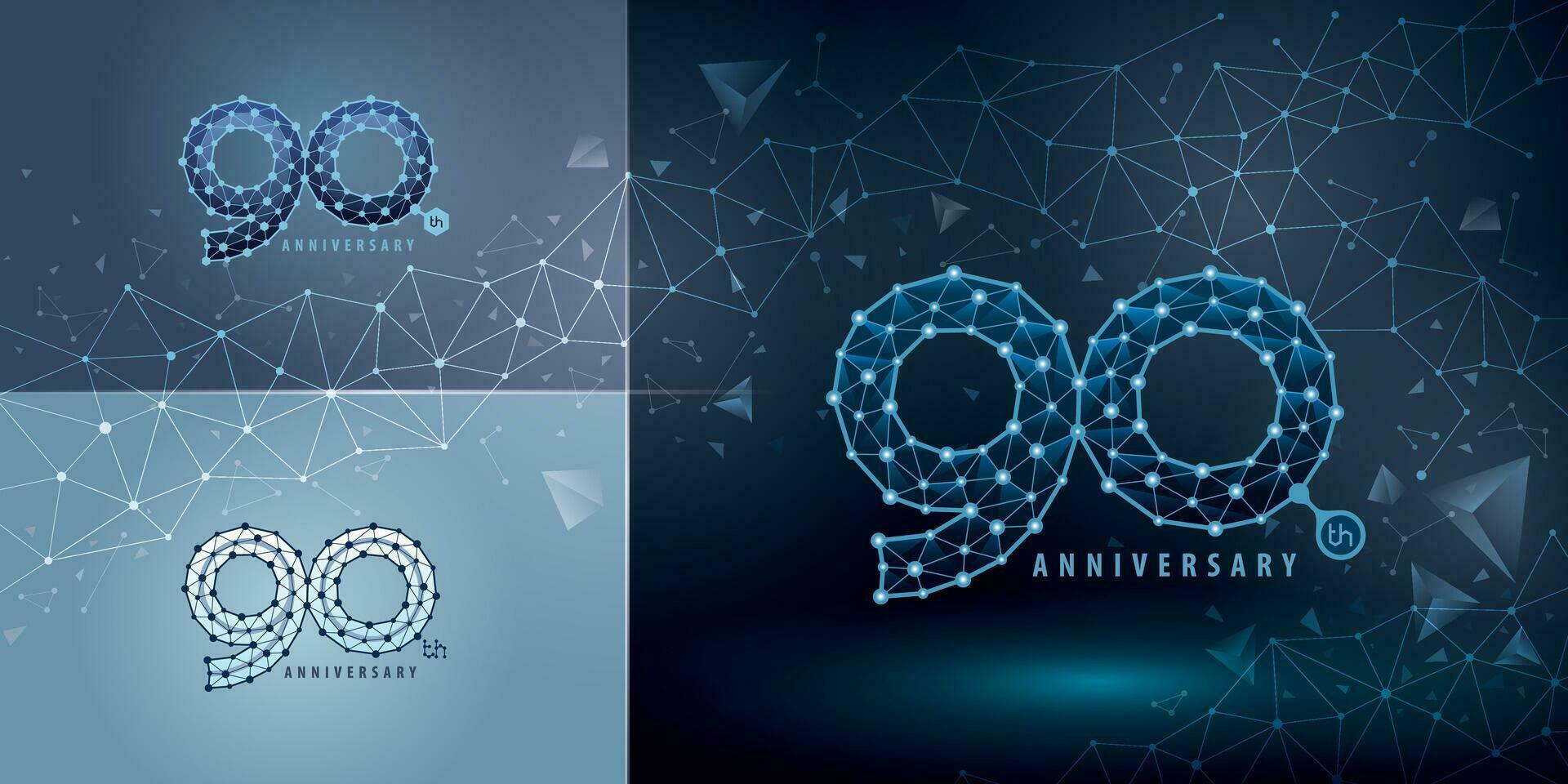 conjunto de 90 aniversario logotipo diseño, noventa años celebrando aniversario logo vector