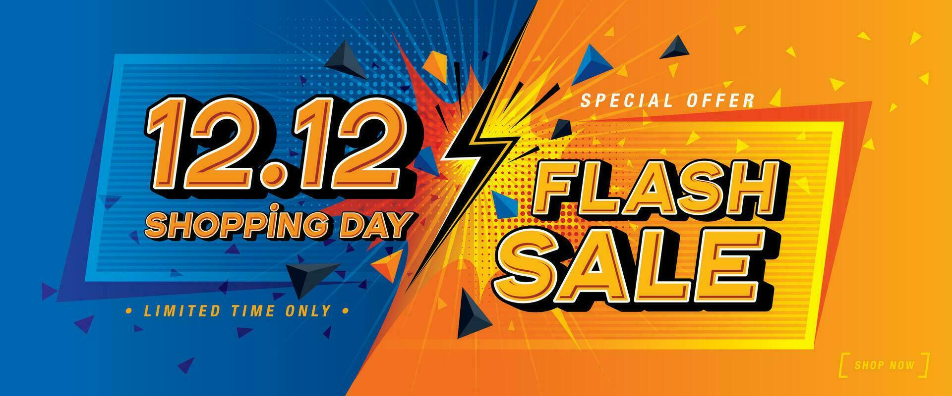 12.12 Shopping Day Flash Sale Banner Template design special offer discount vector