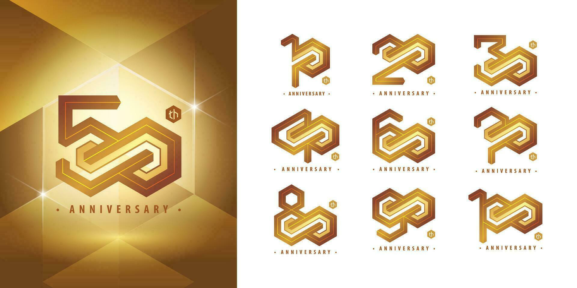 Set of 10 to 100 Anniversary logotype design, Years Celebrate Anniversary Logo vector