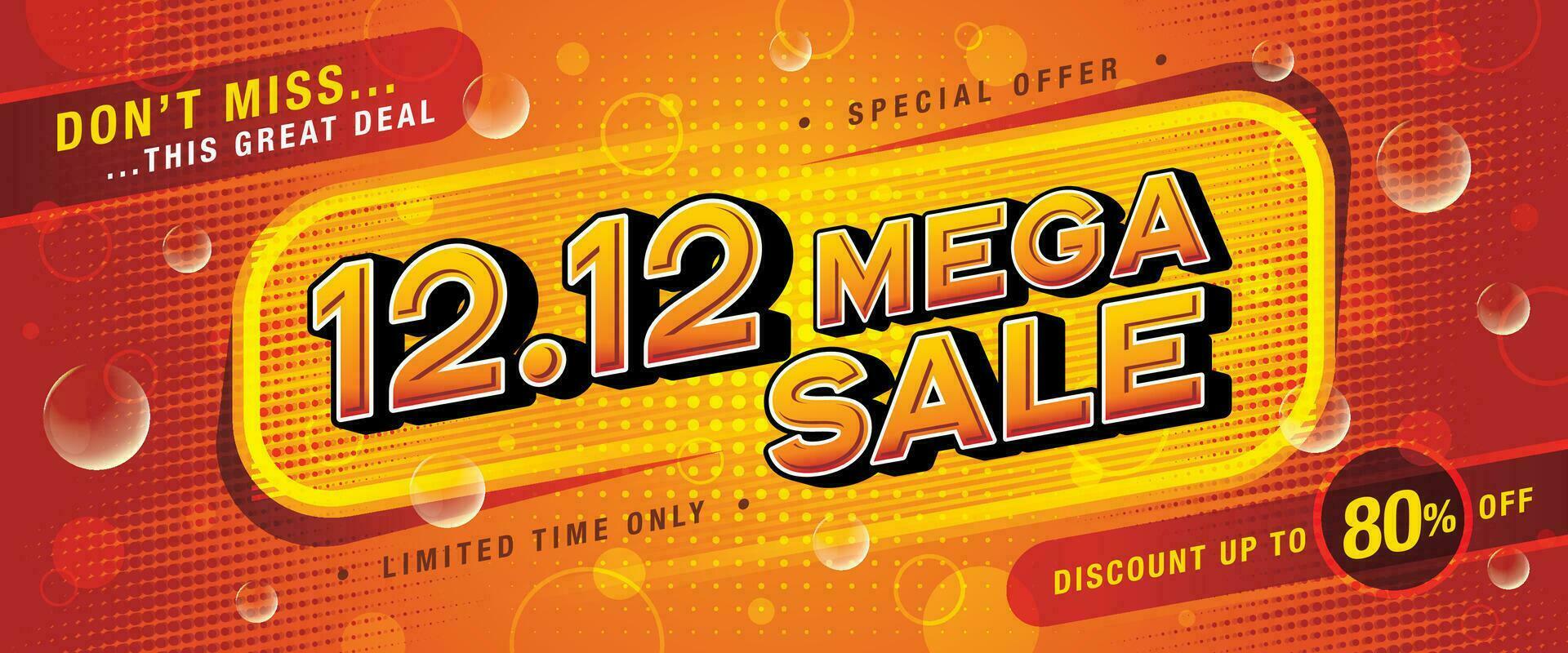 12.12 Shopping Day Mega Sale Banner Template design special offer discount vector
