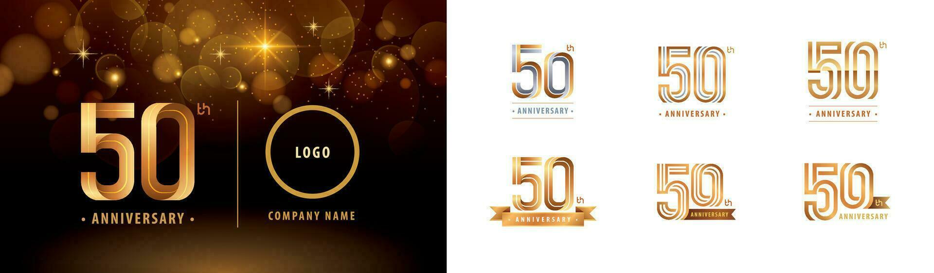 Set of 50th Anniversary logotype design, Fifty years Celebrate Anniversary Logo vector