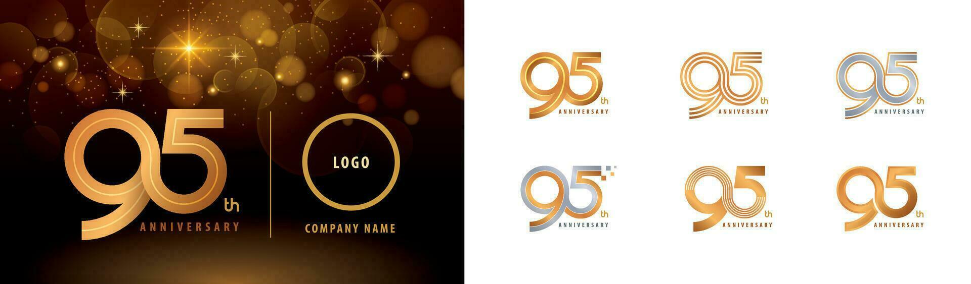 Set of 95th Anniversary logotype design, Ninety five years Celebrate Anniversary Logo vector