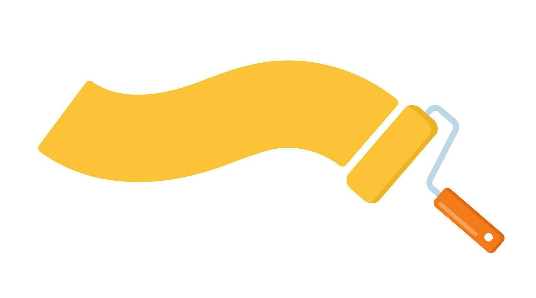 Yellow color trail of the roller brush on white background. Vector illustration for headers, banners and advertising.