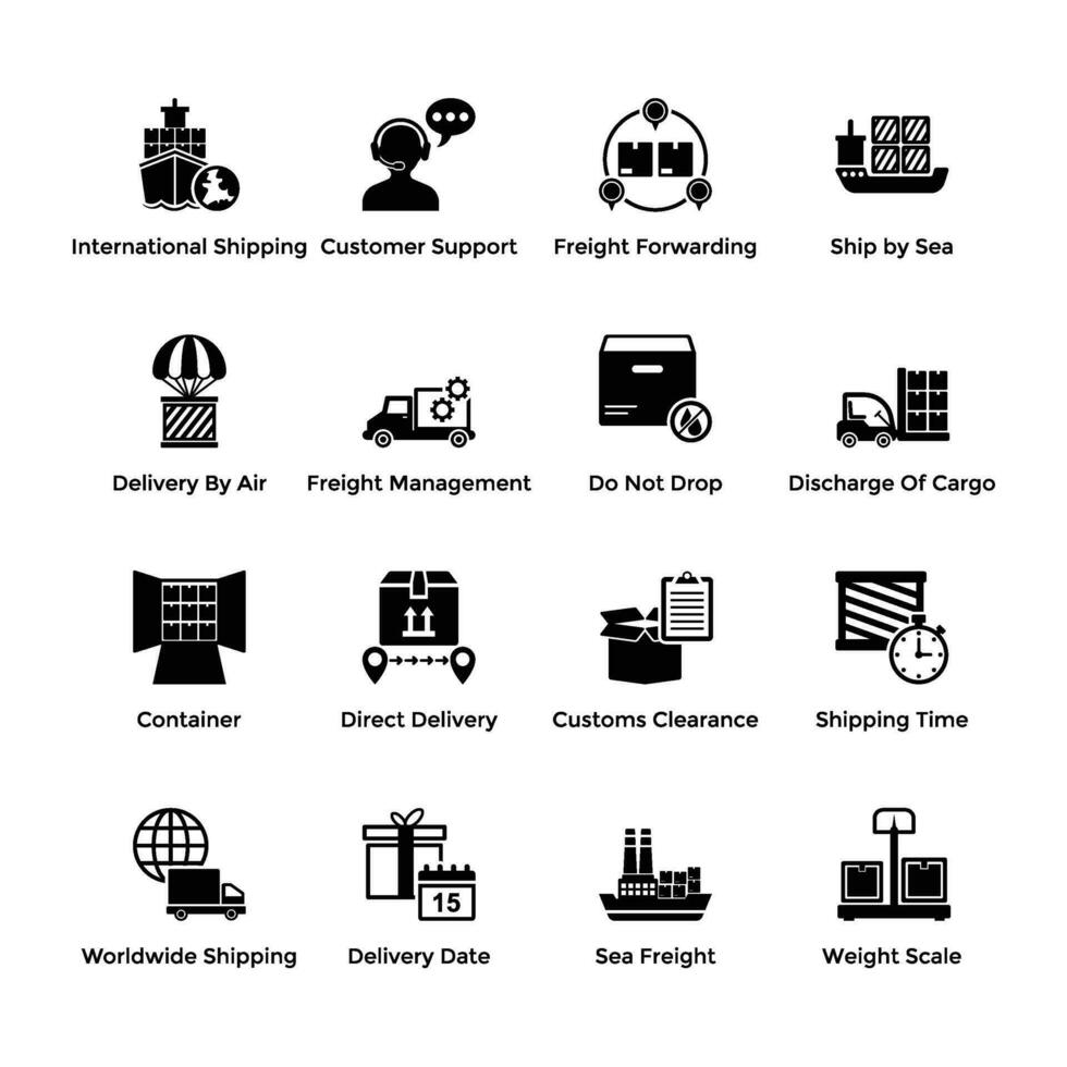 Pack of Shipping Services Glyph Icons vector