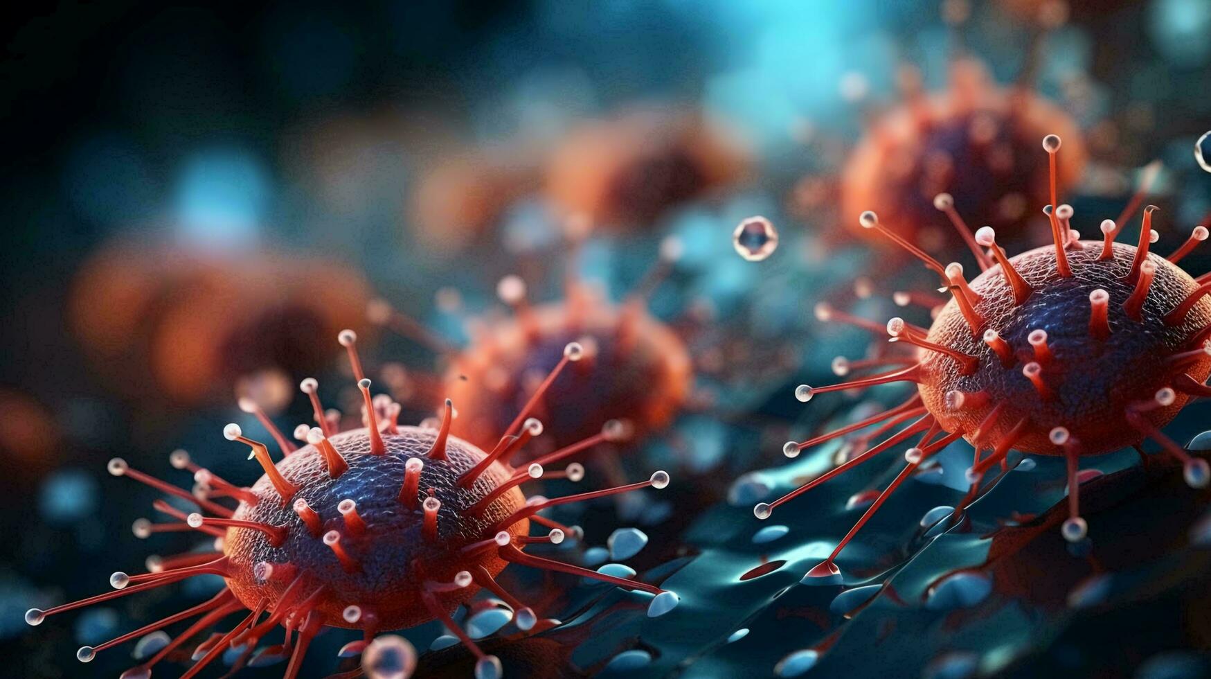 Close up under a microscope view of abstract viruses background photo