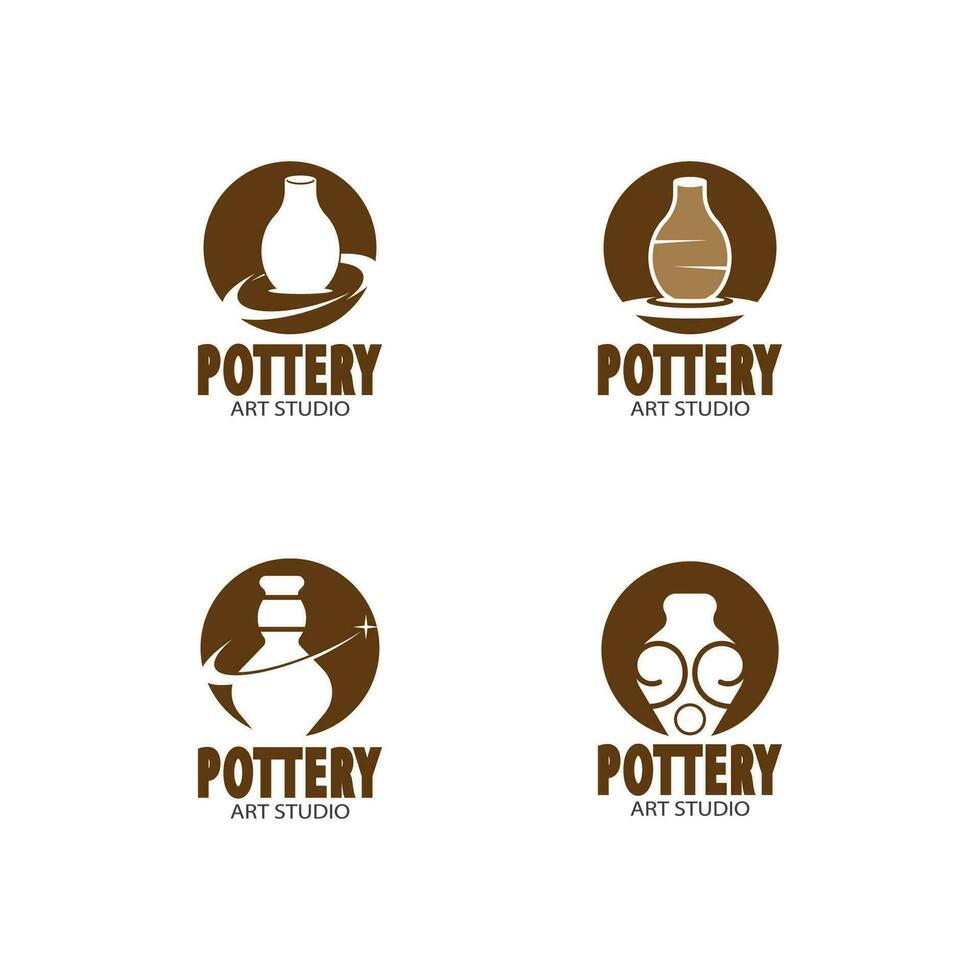 Pottery Art Studio Logo Vector Template Illustration