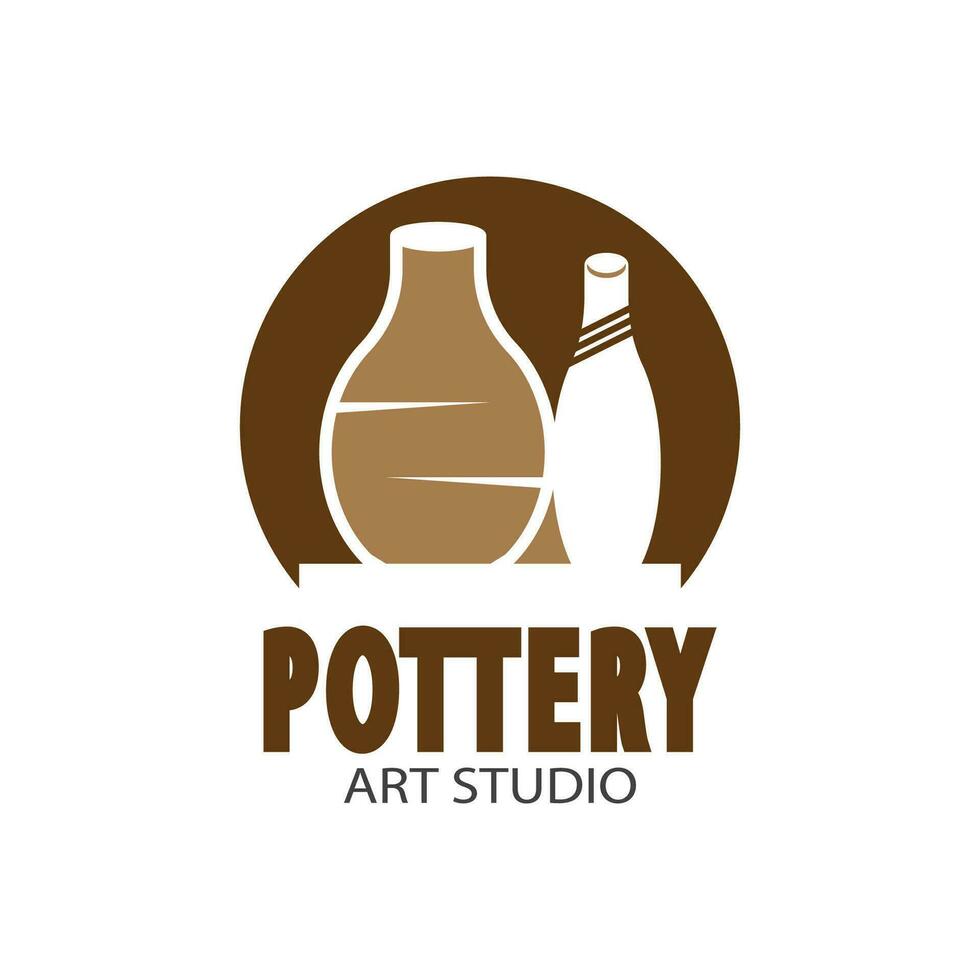 Pottery Art Studio Logo Vector Template Illustration