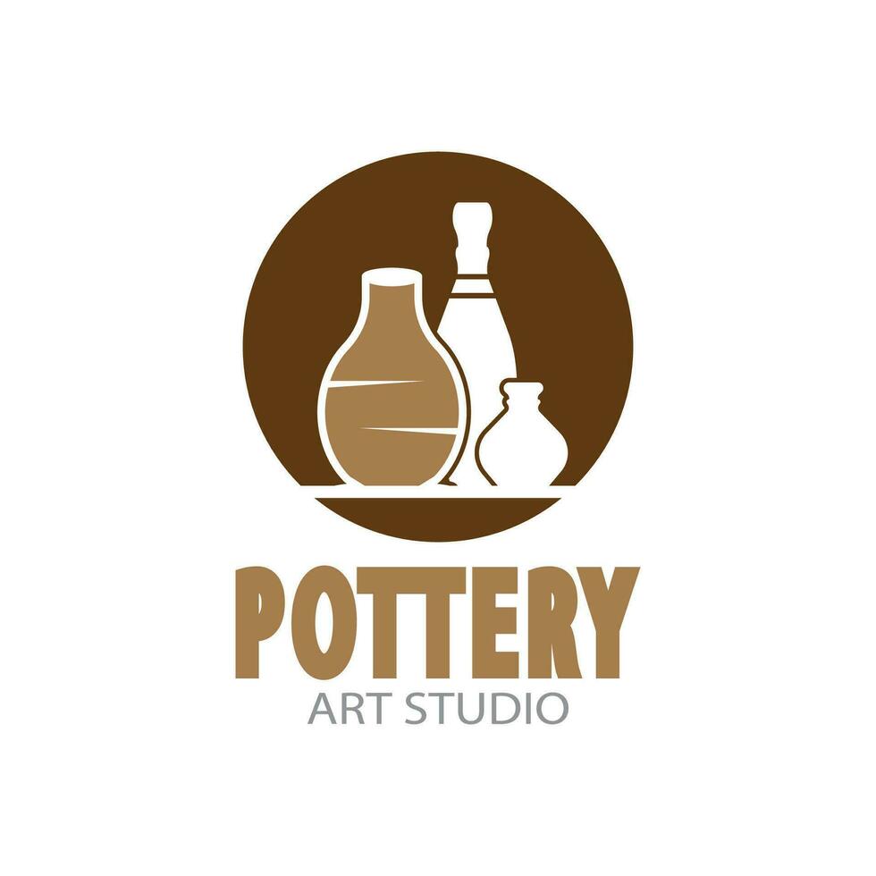 Pottery Art Studio Logo Vector Template Illustration