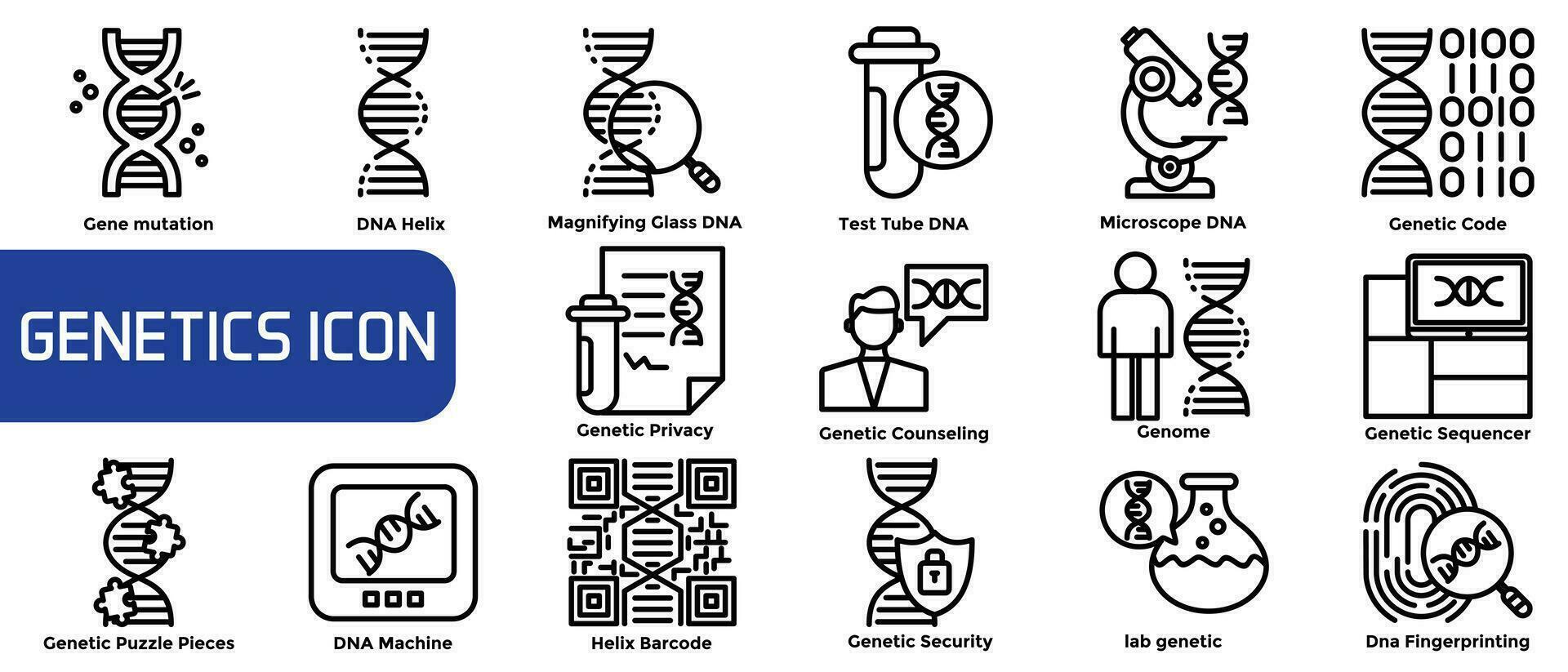 Genetics line icons set. vector infographic