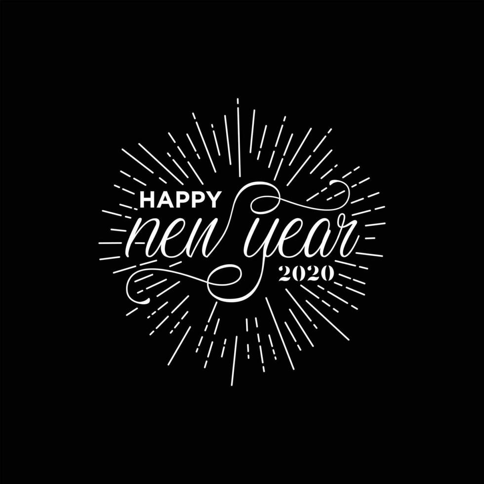 Happy New Year hand lettering vector
