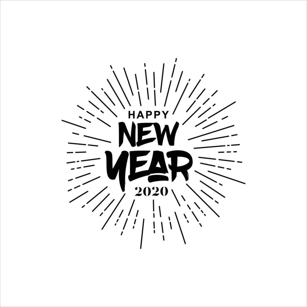 Happy New Year hand lettering vector