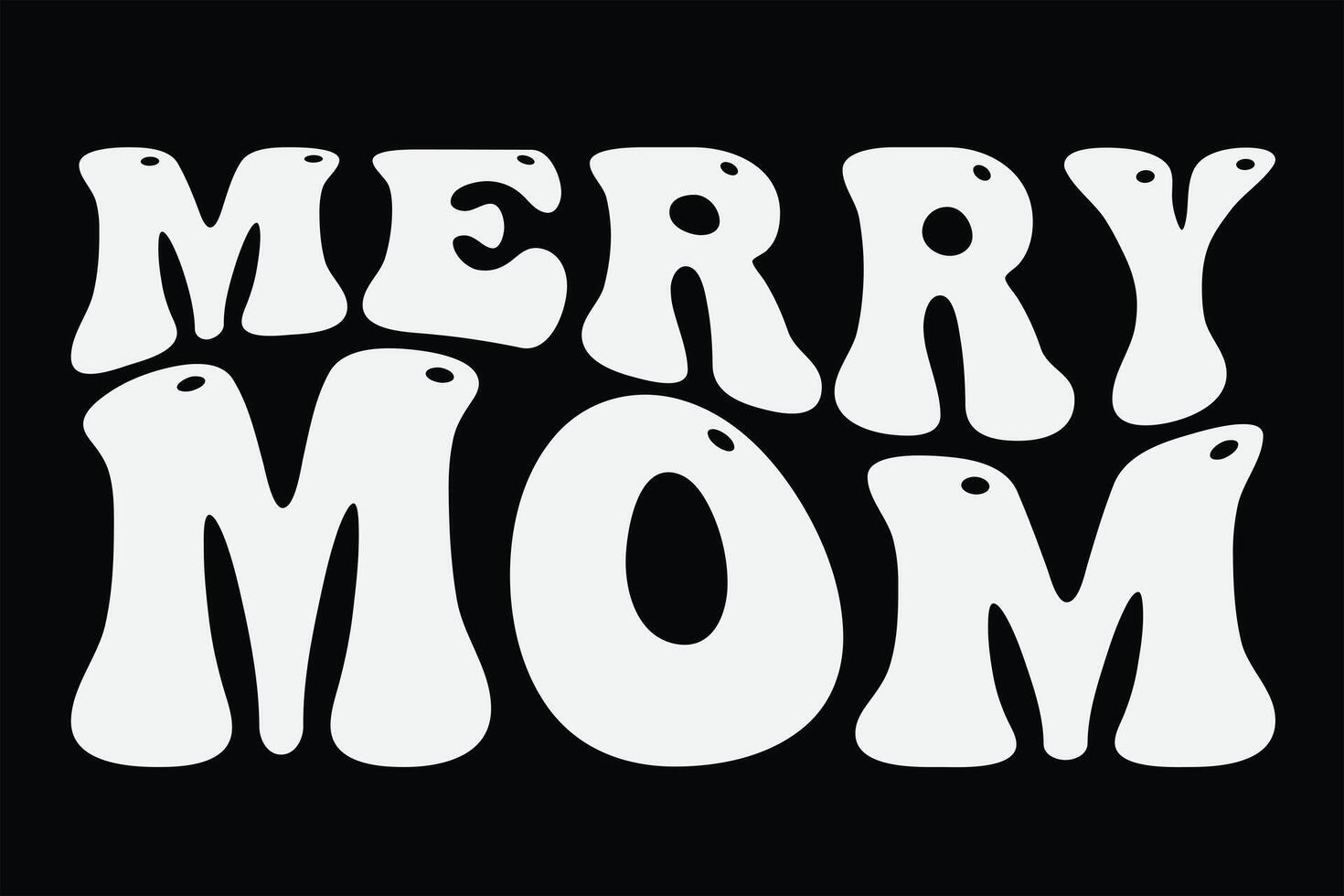 Merry mom Funny Groovy Wavy Christmas T-Shirt Design vector