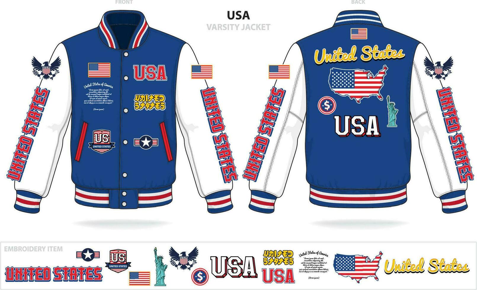 Clásico universidad unido estados de America país chaqueta Bosquejo modelo vector